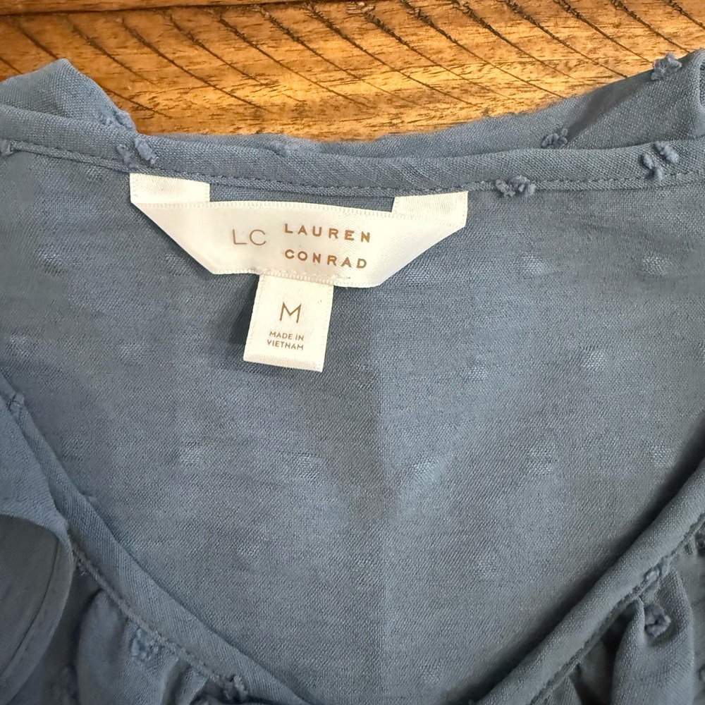 LC Lauren Conrad Dusty Blue Ruffle Front Sleeveless Camisole - Picture 2 of 2
